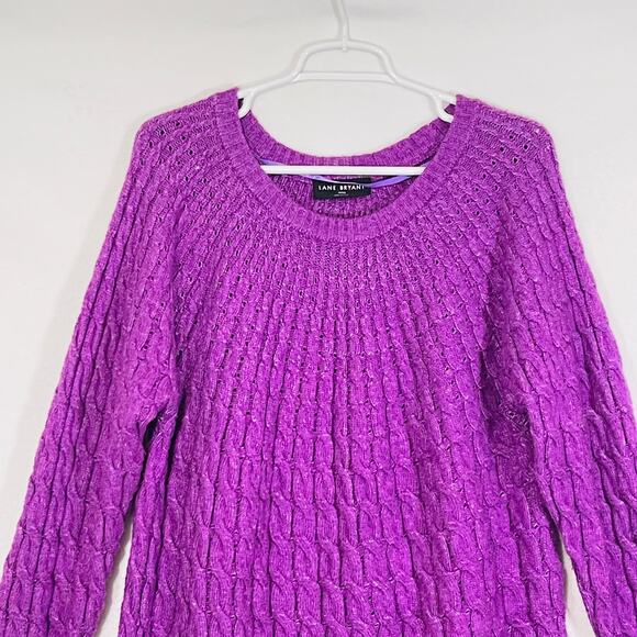 Lane Bryant Sweater Womens Plus 18/20 Purple Soft Cable Knit Long Sleeve - Picture 7 of 7